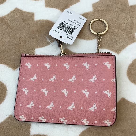 Coach butterfly pink key card holder case - Picture 2 of 4